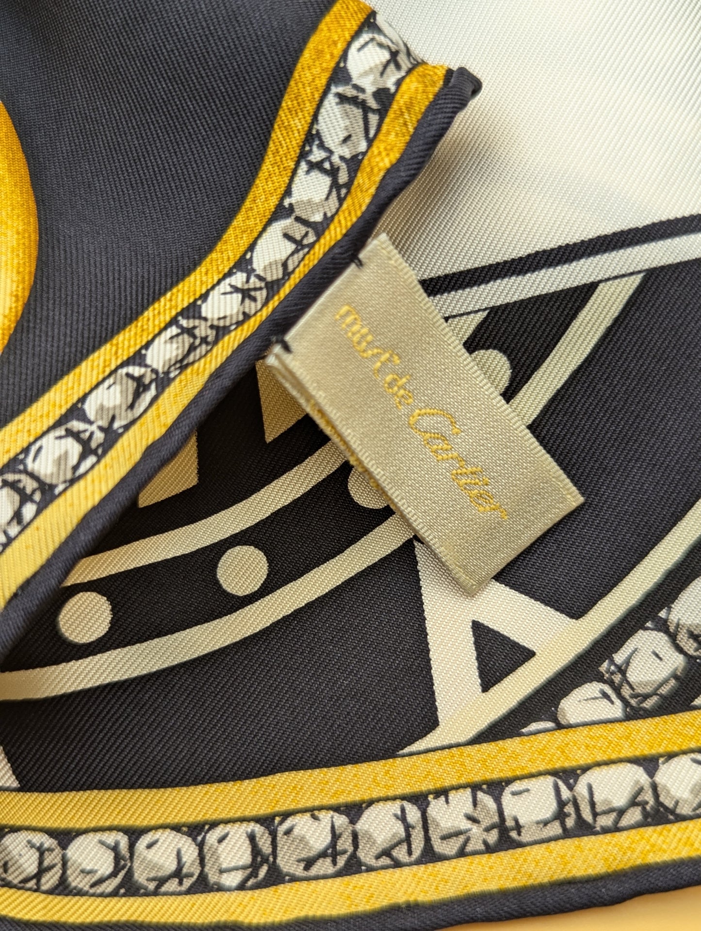 Must de Cartier Diamonds and Clock Vintage Silk Scarf