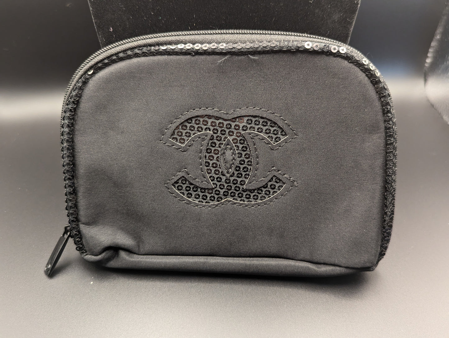 Black Sequins Chanel Makeup Bag