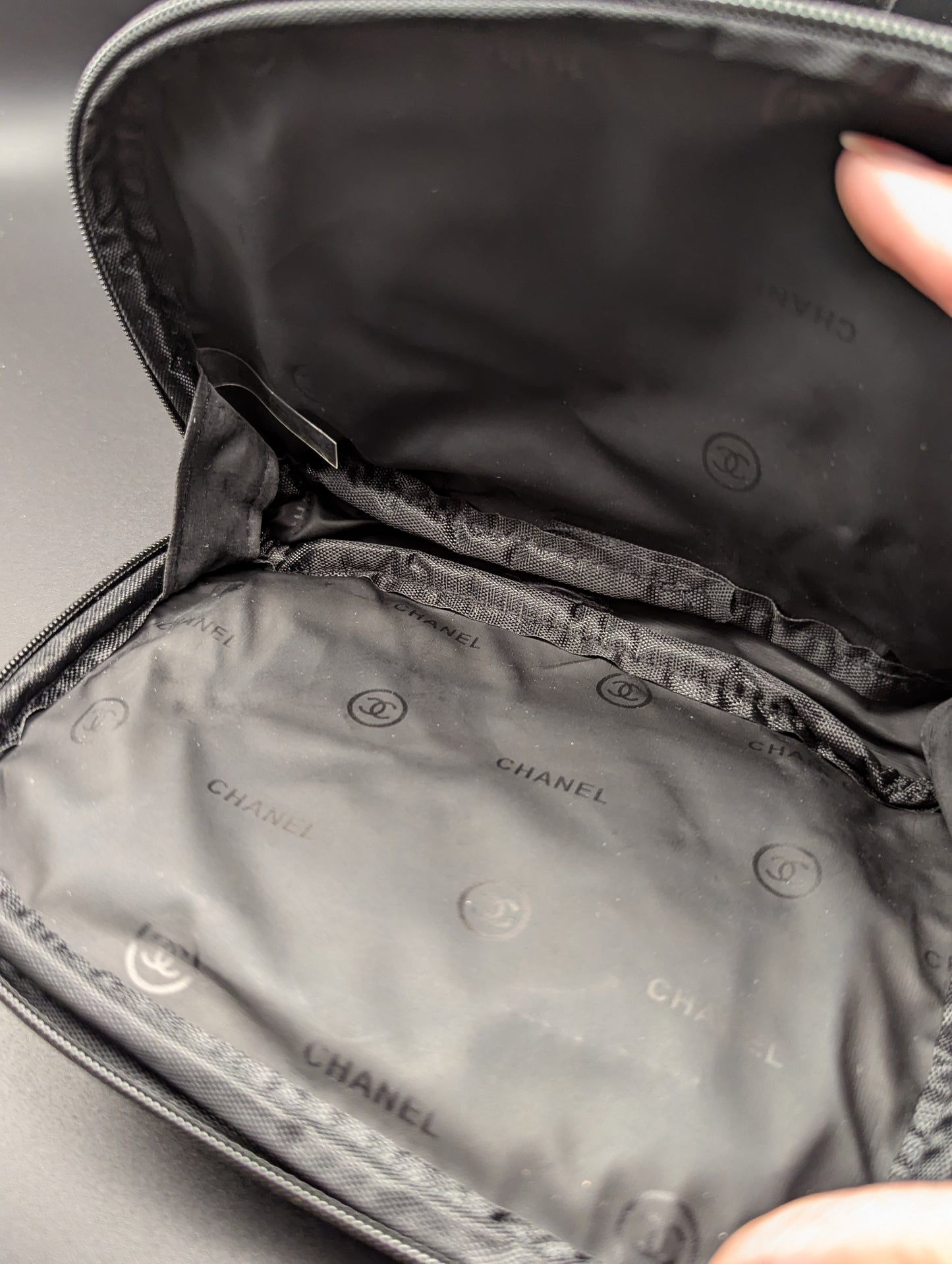 Black Sequins Chanel Makeup Bag