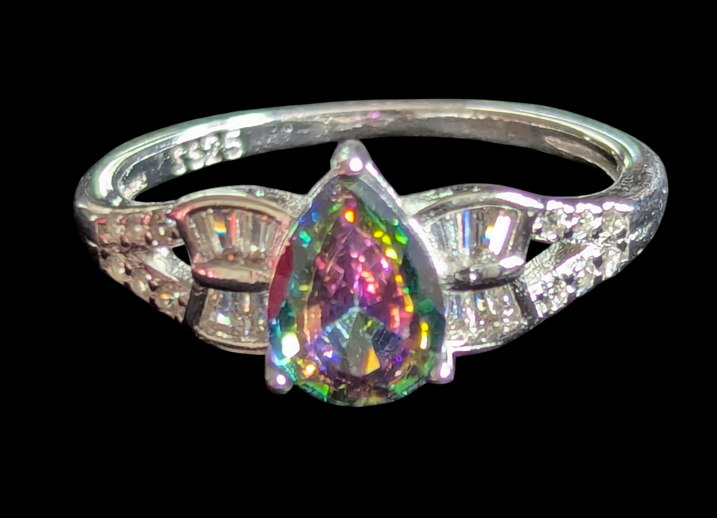 Pear Shaped Mystic Topaz Ring
