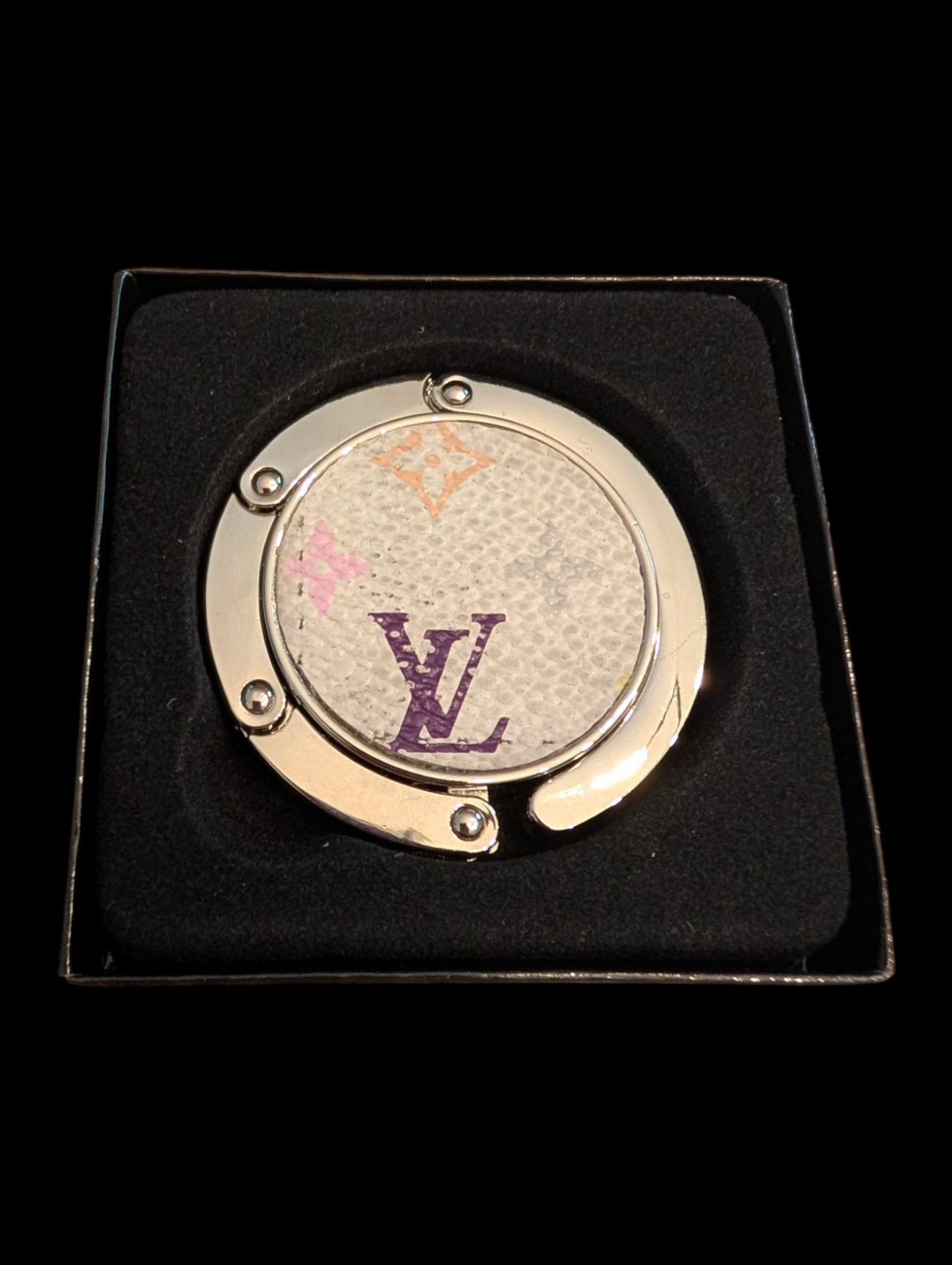 Louis Vuitton Upcycled Silver and Purple Handbag Hook