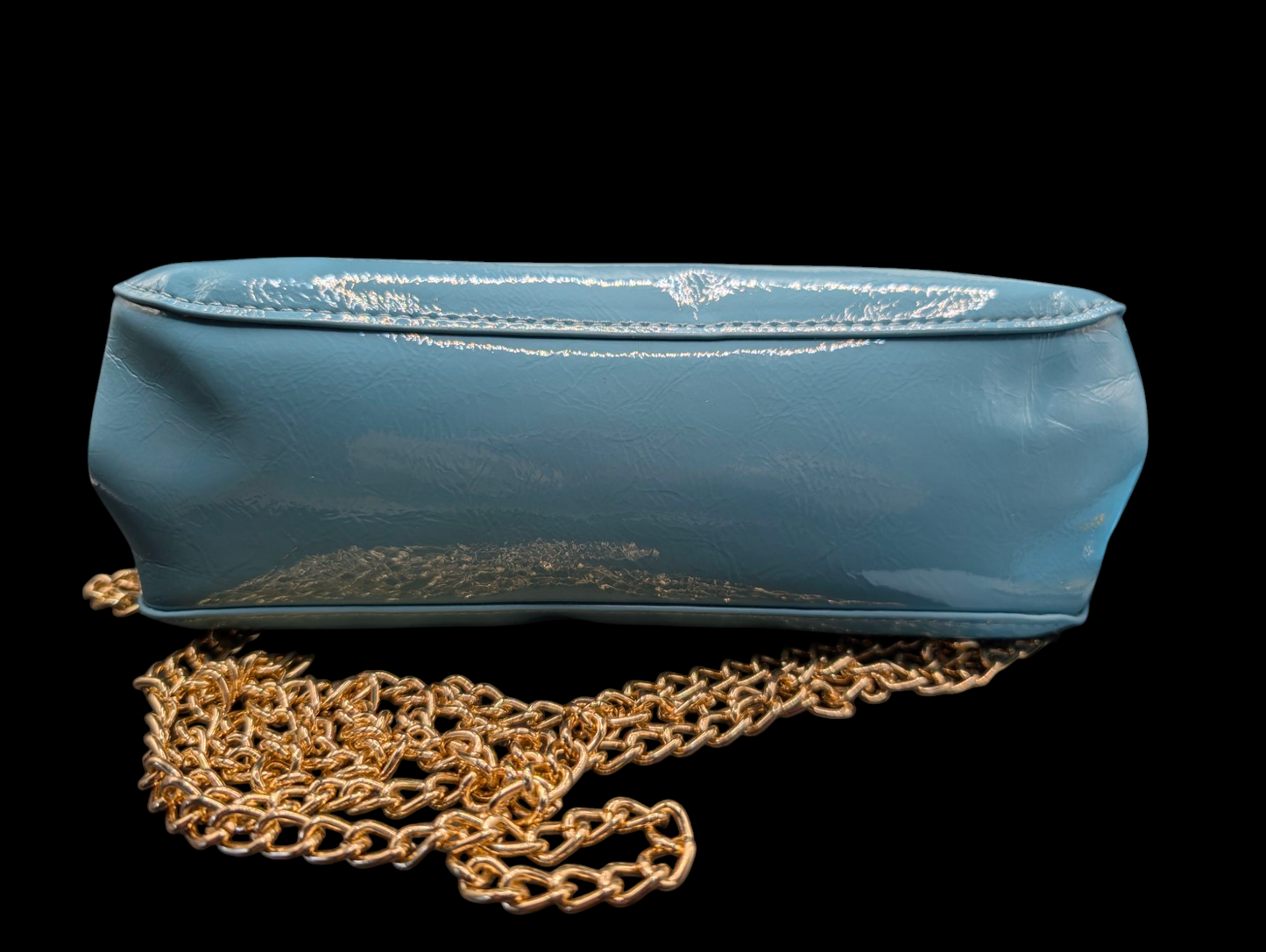 Miu Miu Blue Clutch Bag with Gold Chain And Compact Mirror
