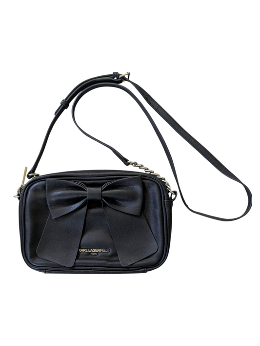 Kurt Lagerfeld Black Crossbody with Bow Accent
