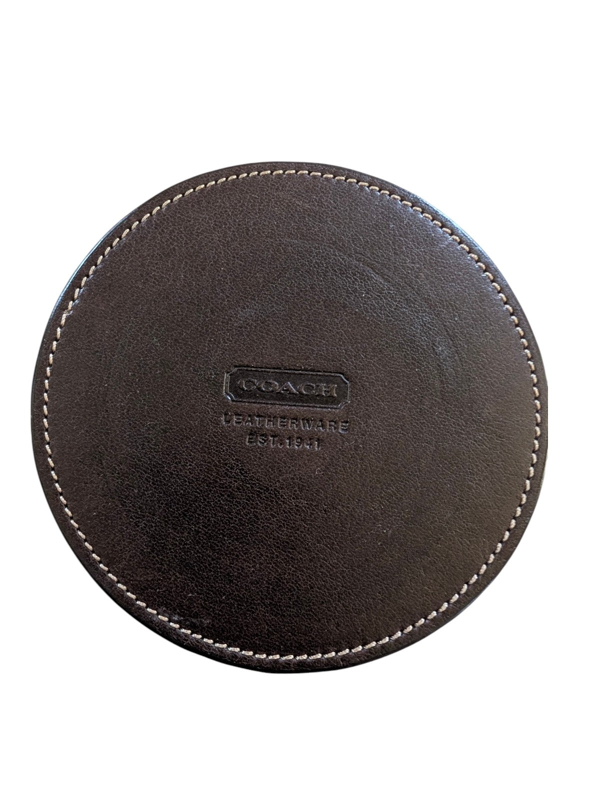 Coach Leather Drink Coaster Set Of 6 with Holder - Brown